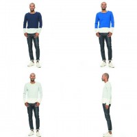 Sandinista (サンディニスタ) - 2Tone Cotton Knit Sweater