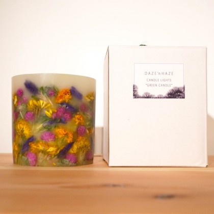 GREEN CANDLE ( L ) - センニチコウ.リンドウ.マリーローズ