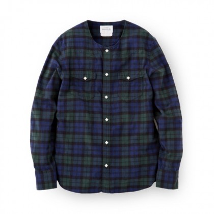 Sandinista サンディニスタ- Collarless Western Check Shirt